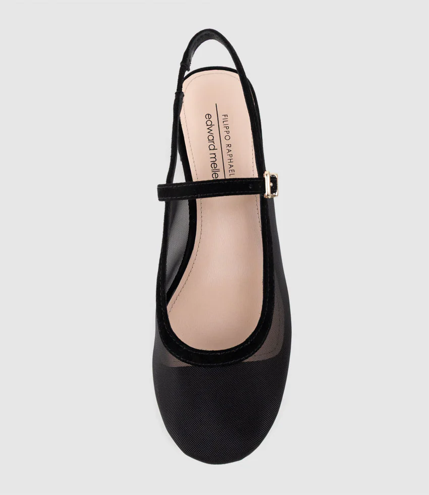 DAPHNE45 Mesh Slingback Pump in Black Suede - Image 4
