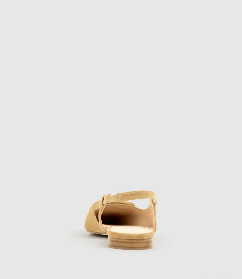 DESLING Flat Slingback with Ornament in Tan Suede - Image 3