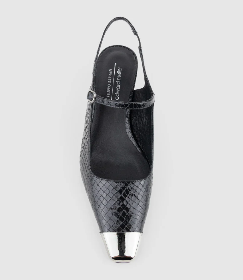 DEVINA60 Mary Jane Slingback Pump in Black Reptile - Image 5