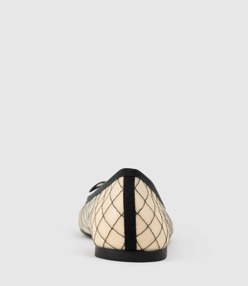 EMILY Cap Toe Mesh Ballet in Black Patent - Image 4