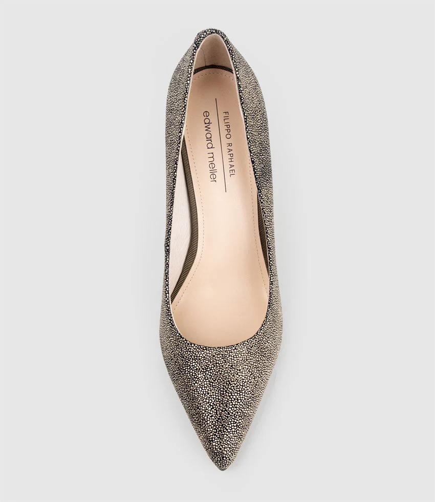 GAGA 100mm Pointed Toe Pump in Gold Speckle - Image 5