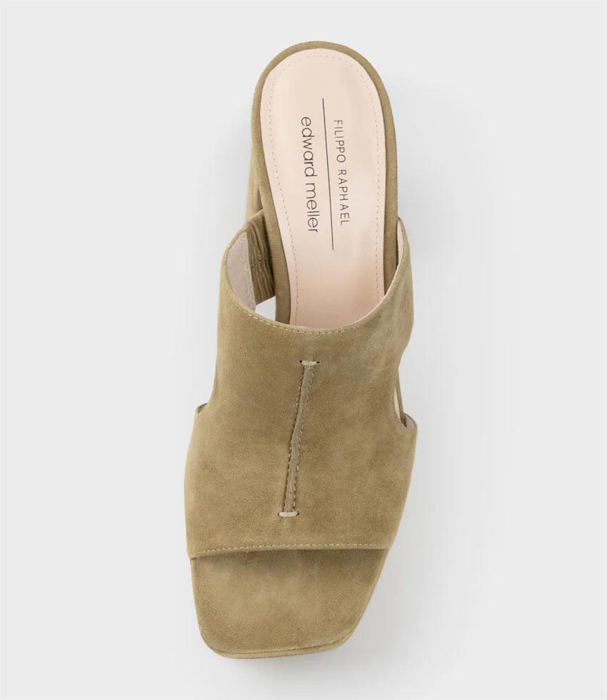 RYLIE95 Platform Slide with Cut-out in Camel Suede - Image 4