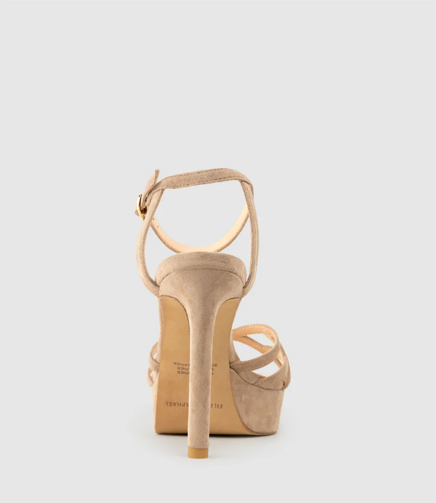 SAMI110 Lattice Front Platform Sandal in Nude Suede - Image 3